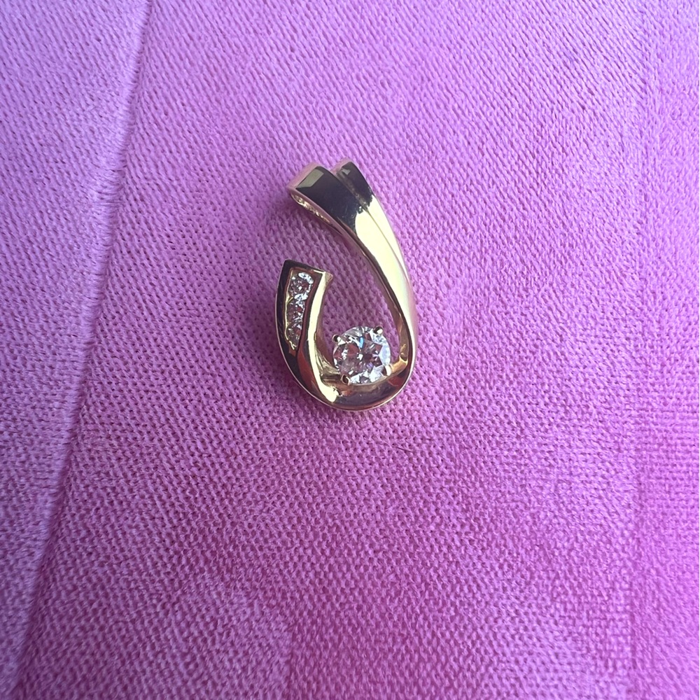 14k Gold Pendant with Real Diamonds